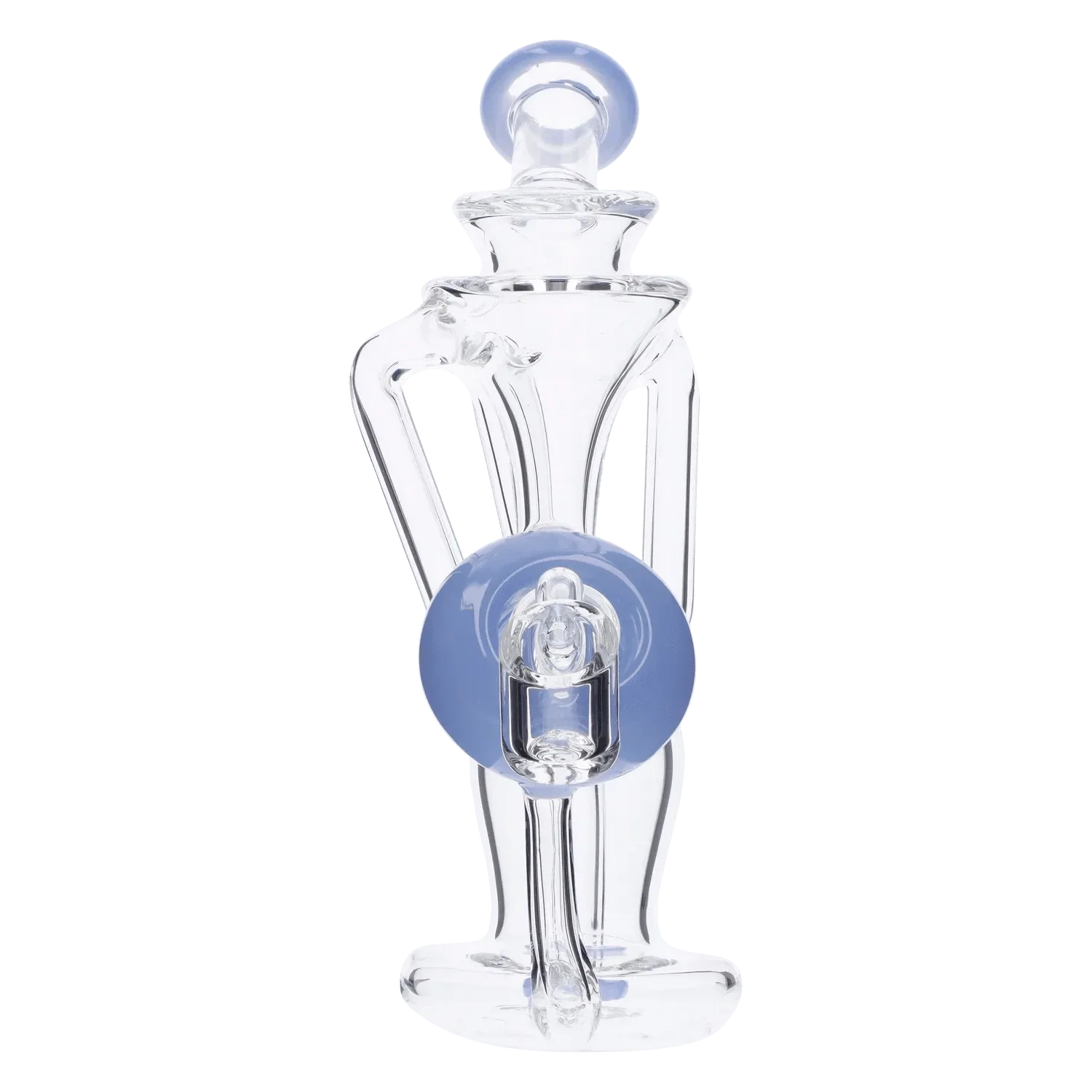 Bent Neck Dab Rig Recycler-Milky Blue-6in - Image 3