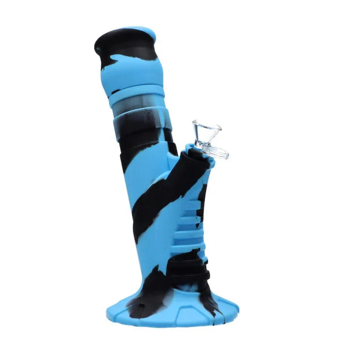 Valiant Silicone Water Pipe - Blue & Black - 10in. - Image 3