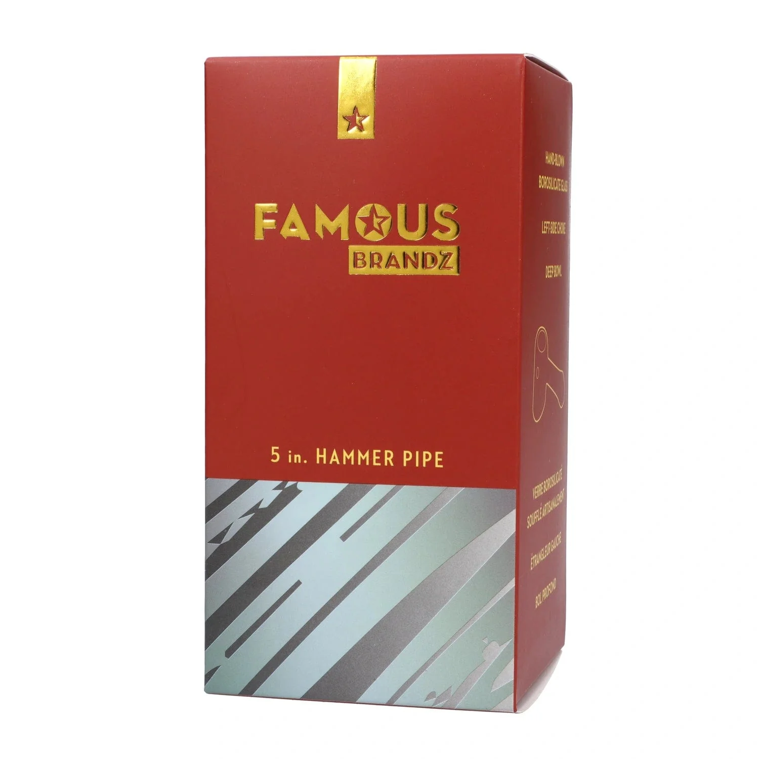 Famous Design Chrome Fumed Hammer Pipe - Grey - 5 in. - Image 10