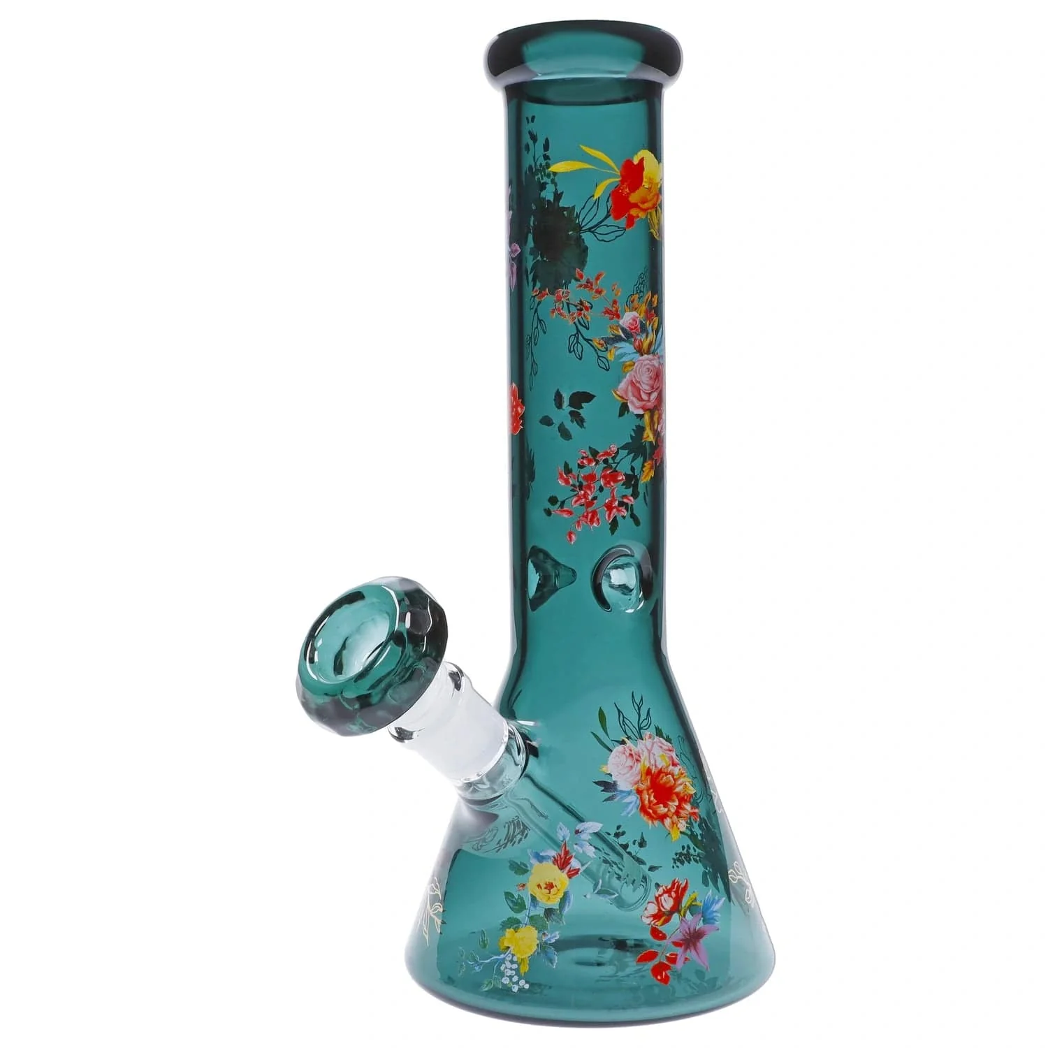 Famous Design Floral Lush Beaker Water Pipe - Teal - 12in - Image 2