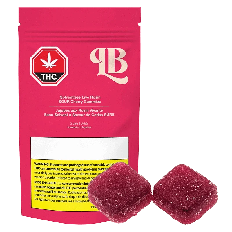 Solventless Live Rosin Sour Cherry Gummies