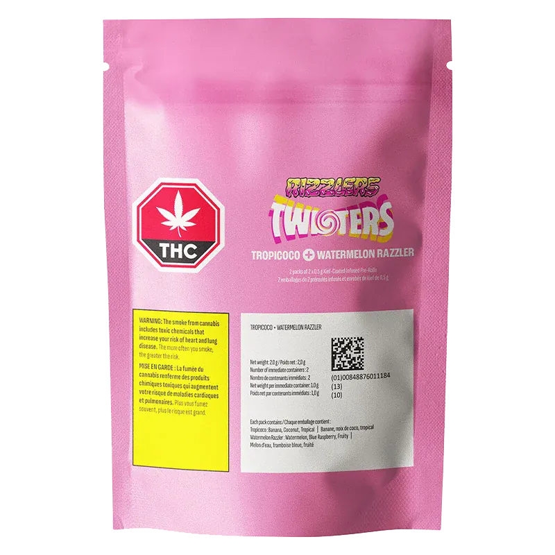 Watermelon Razzler + Tropicoco Kief Coated Infused PR 4 x 0.5 g - Image 3