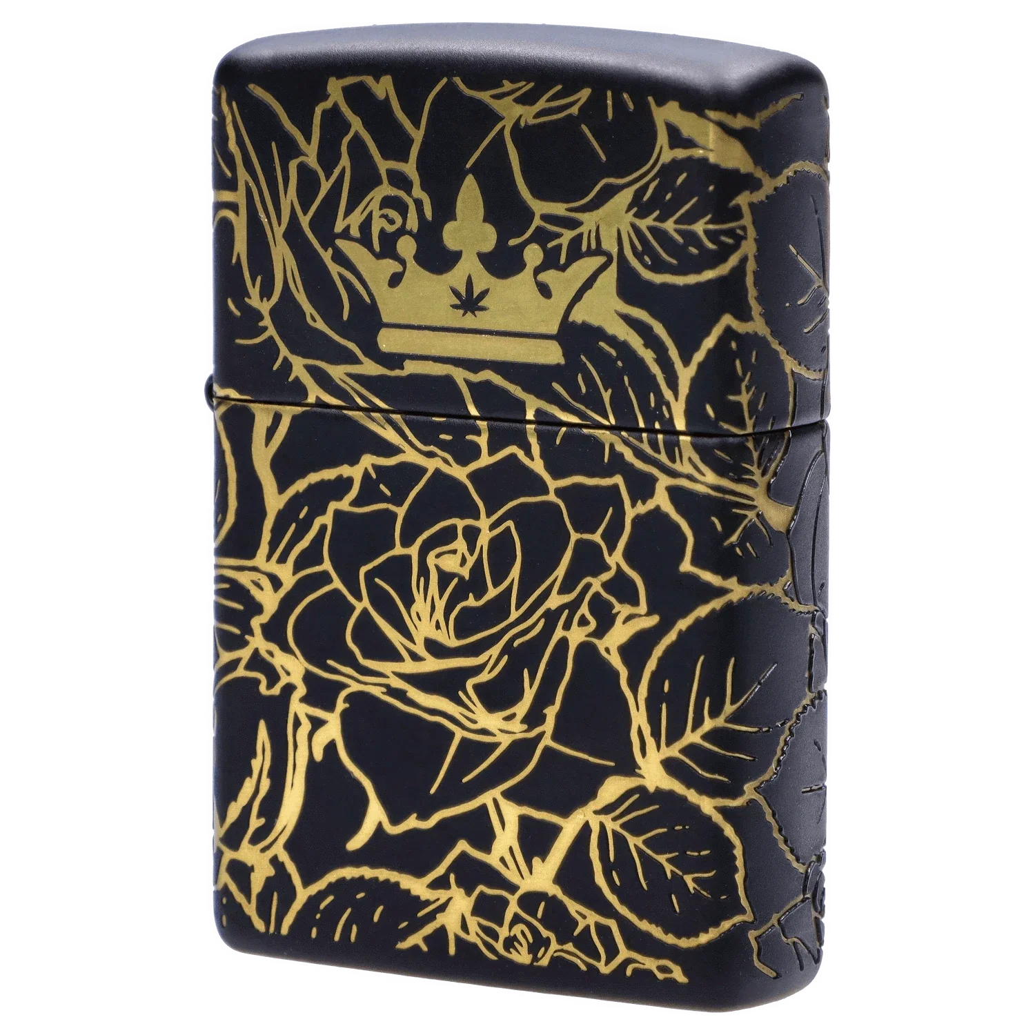 Queen of Bud Zippo Black Obsidian Dark Rose - Image 2