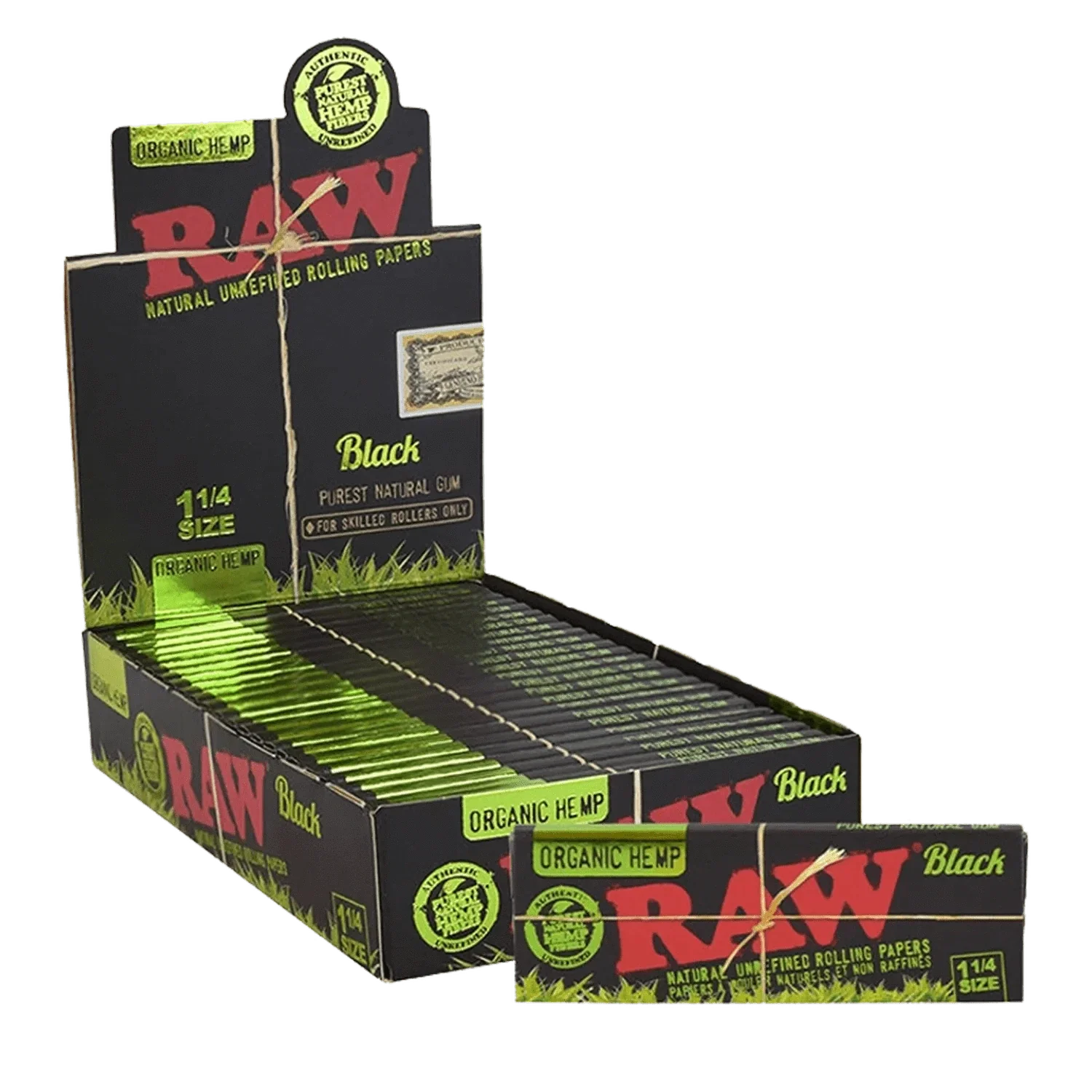Raw Black Organic Unrefined Rolling Papers - 1 ¼ - Image 3