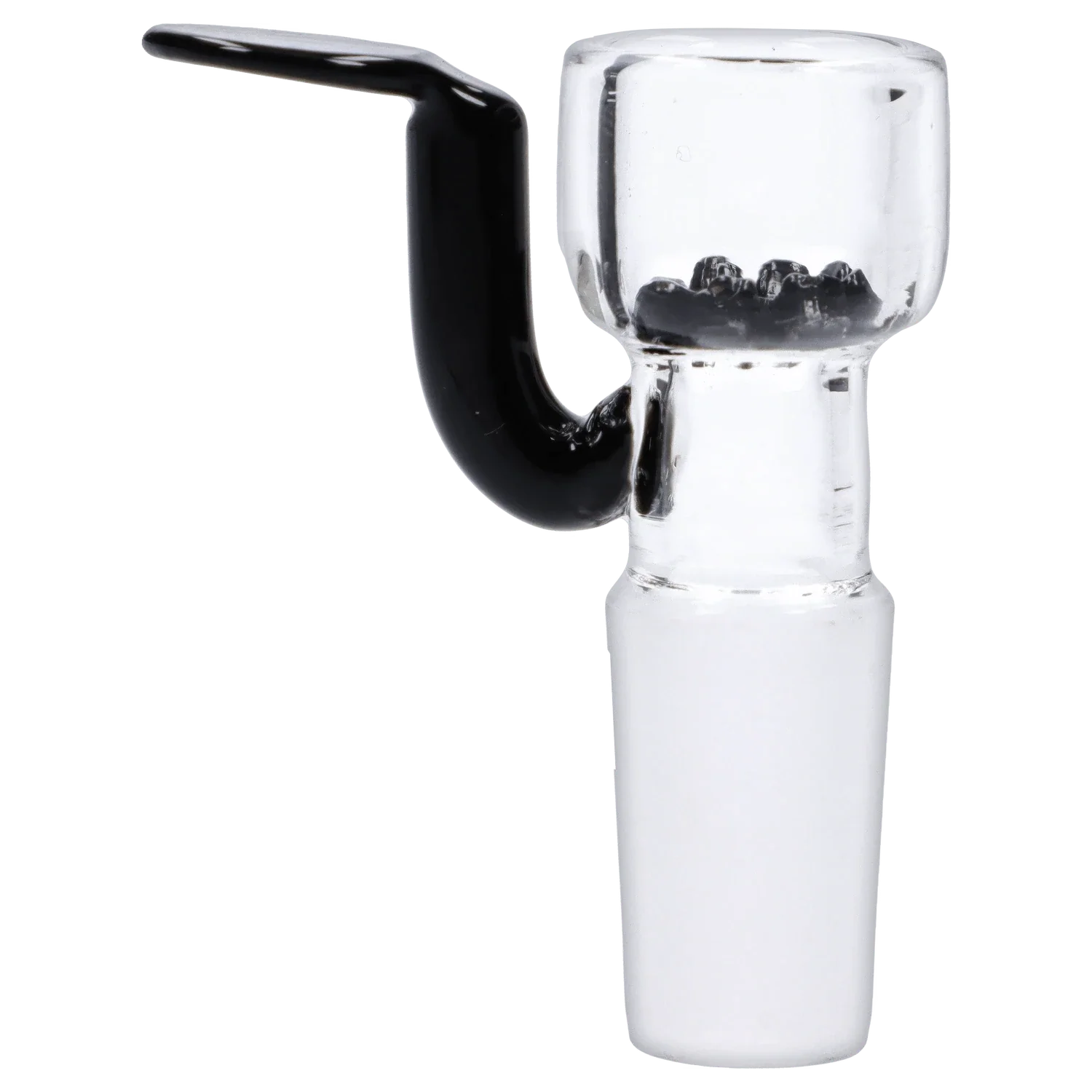 Glass Bowl w/Long Handle & Honeycomb Screen-Black-14mm
