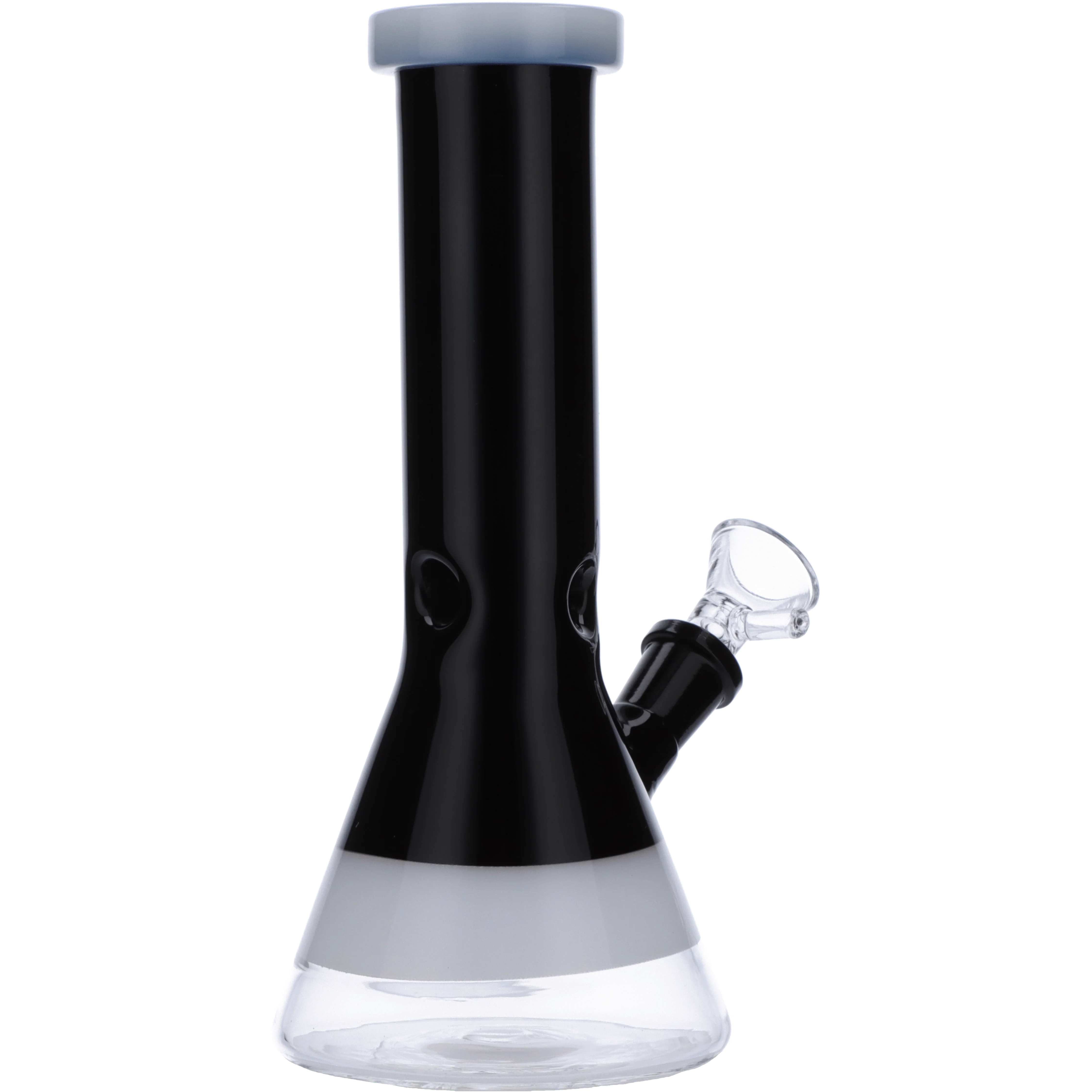 Valiant Beaker Water Pipe w/ White Rings - Black - 8in. - Image 4