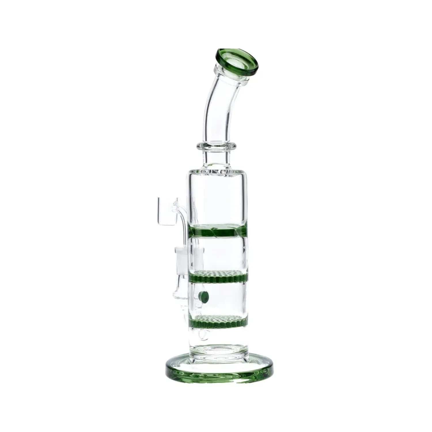 Valiant Bent Neck Dab Rig w/ Triple Honeycomb - Green - 9.5in. - Image 3