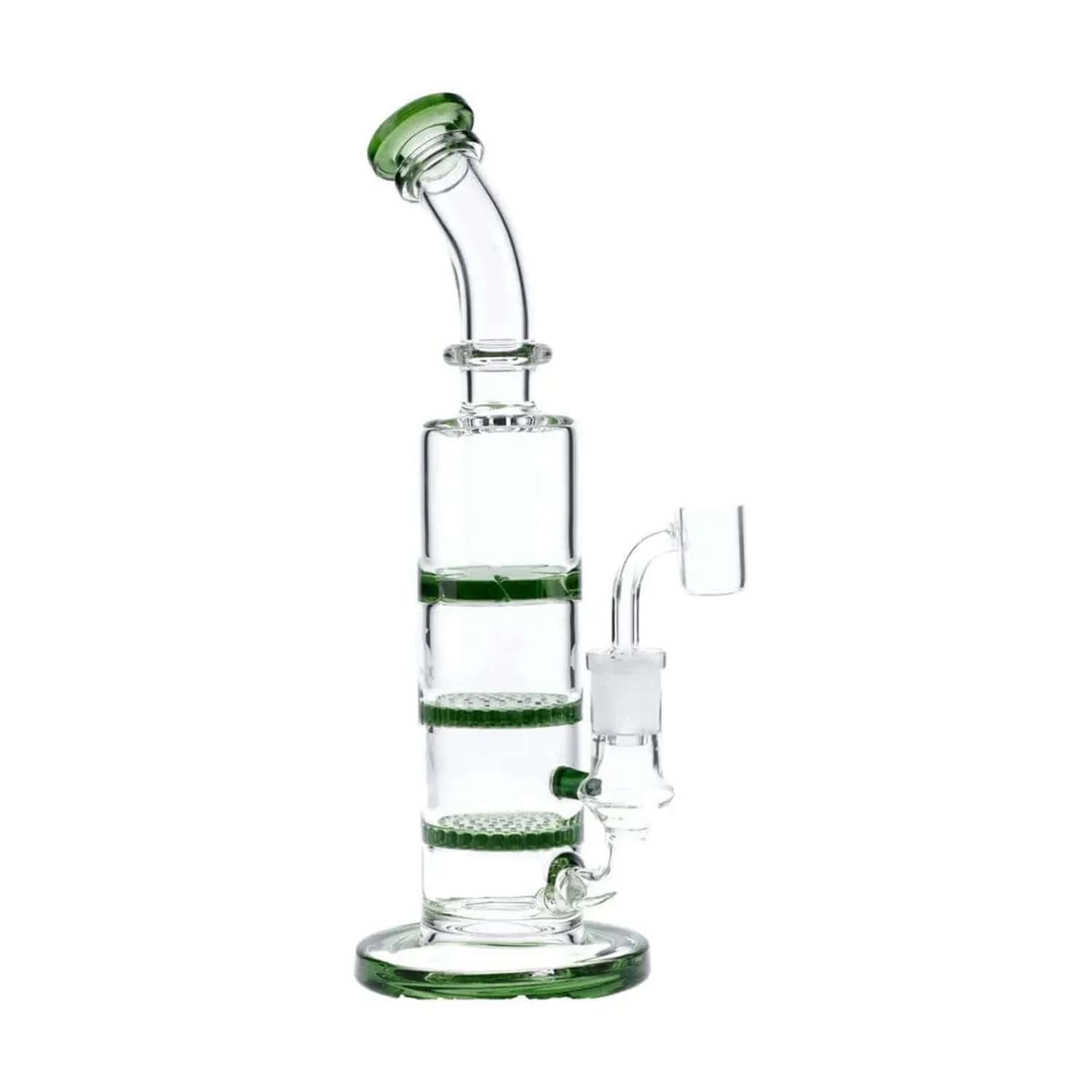 Valiant Bent Neck Dab Rig w/ Triple Honeycomb - Green - 9.5in. - Image 4