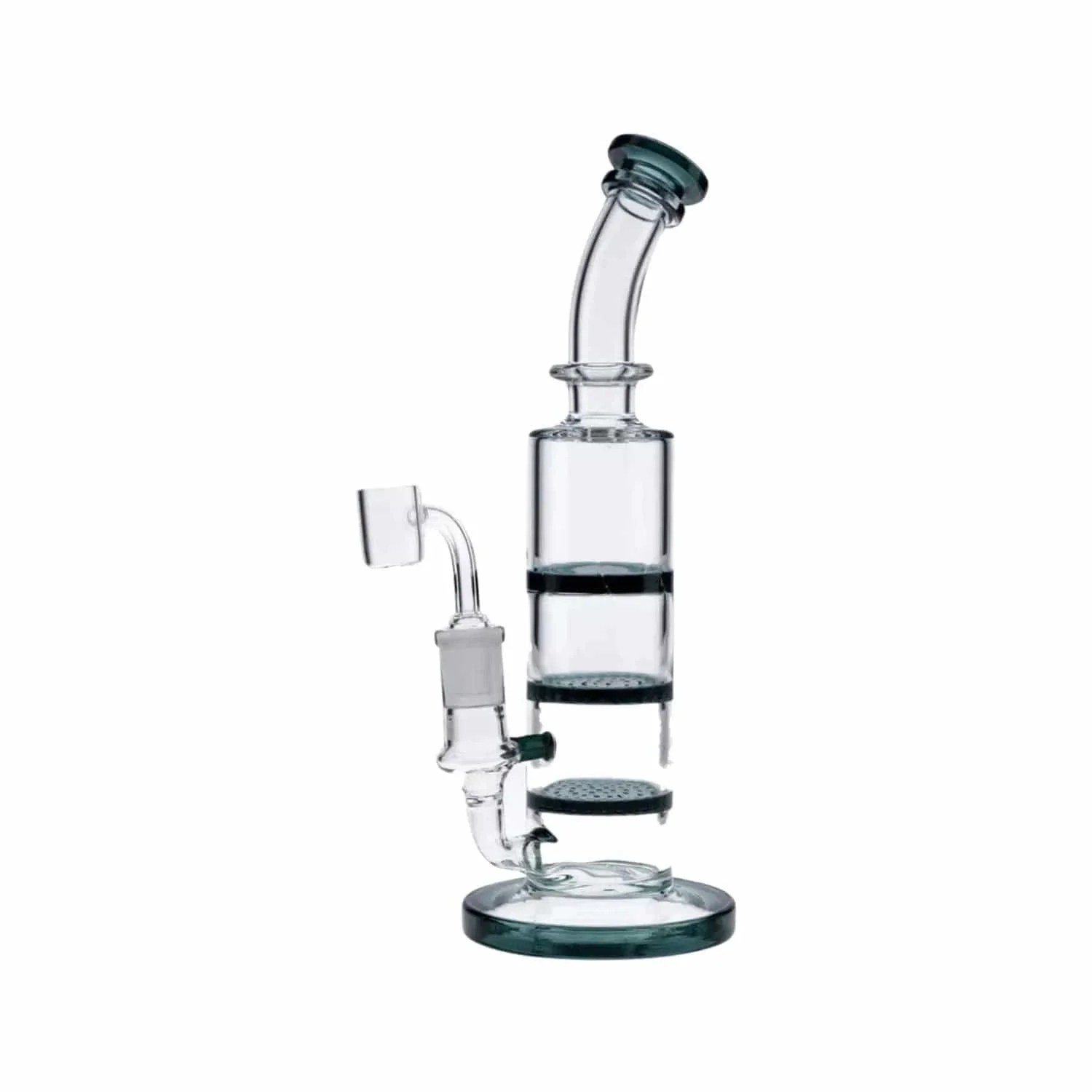 Valiant Bent Neck Dab Rig w/ Triple Honeycomb - Teal - 9.5in. - Image 2