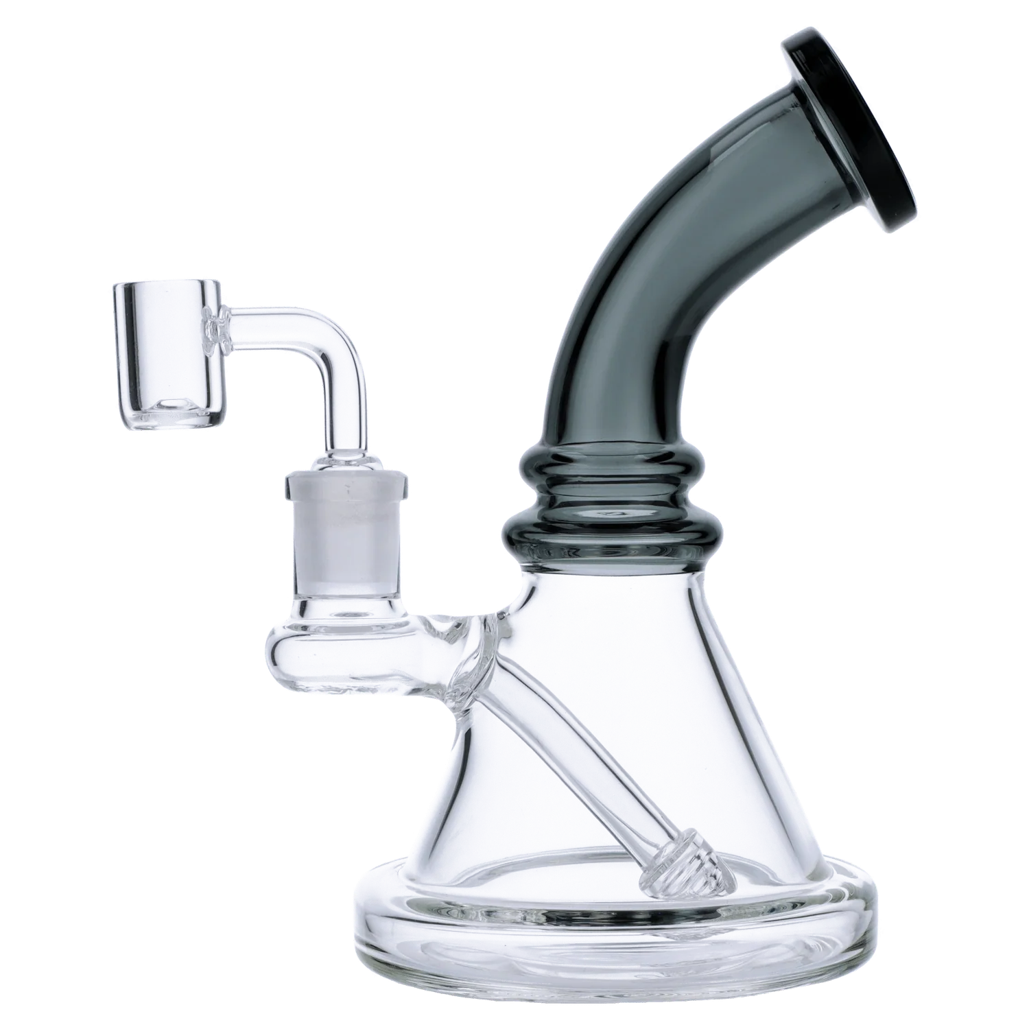 Valiant Bent Neck Mini Water Pipe - Transparent Black - 7in.