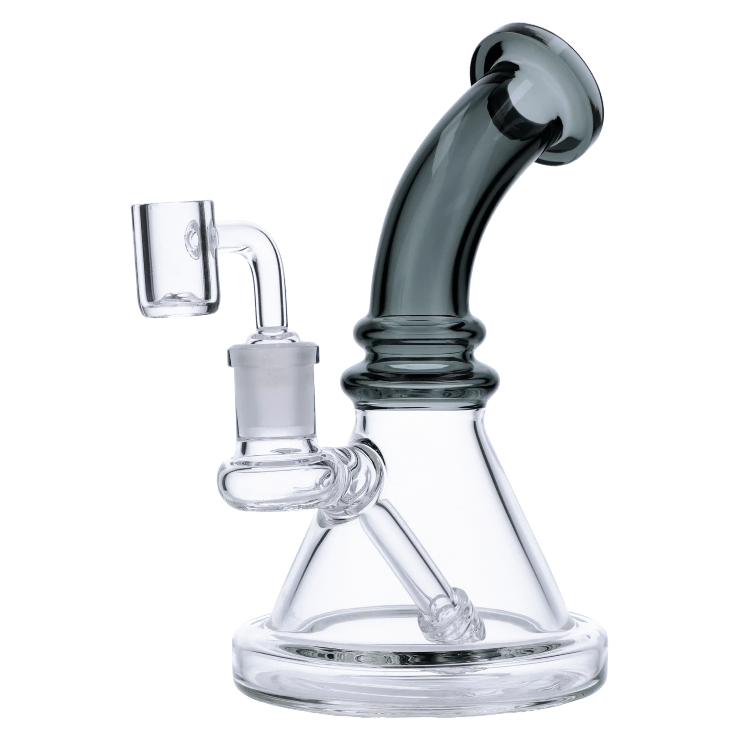 Valiant Bent Neck Mini Water Pipe - Transparent Black - 7in. - Image 2