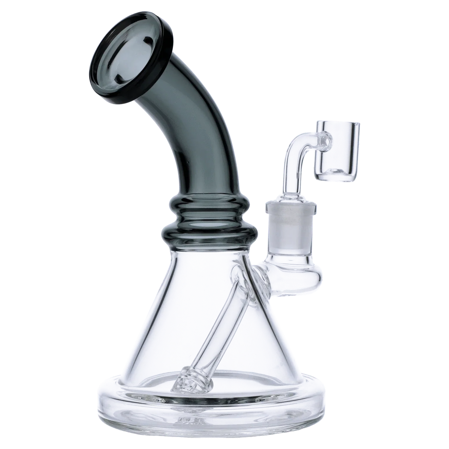 Valiant Bent Neck Mini Water Pipe - Transparent Black - 7in. - Image 4