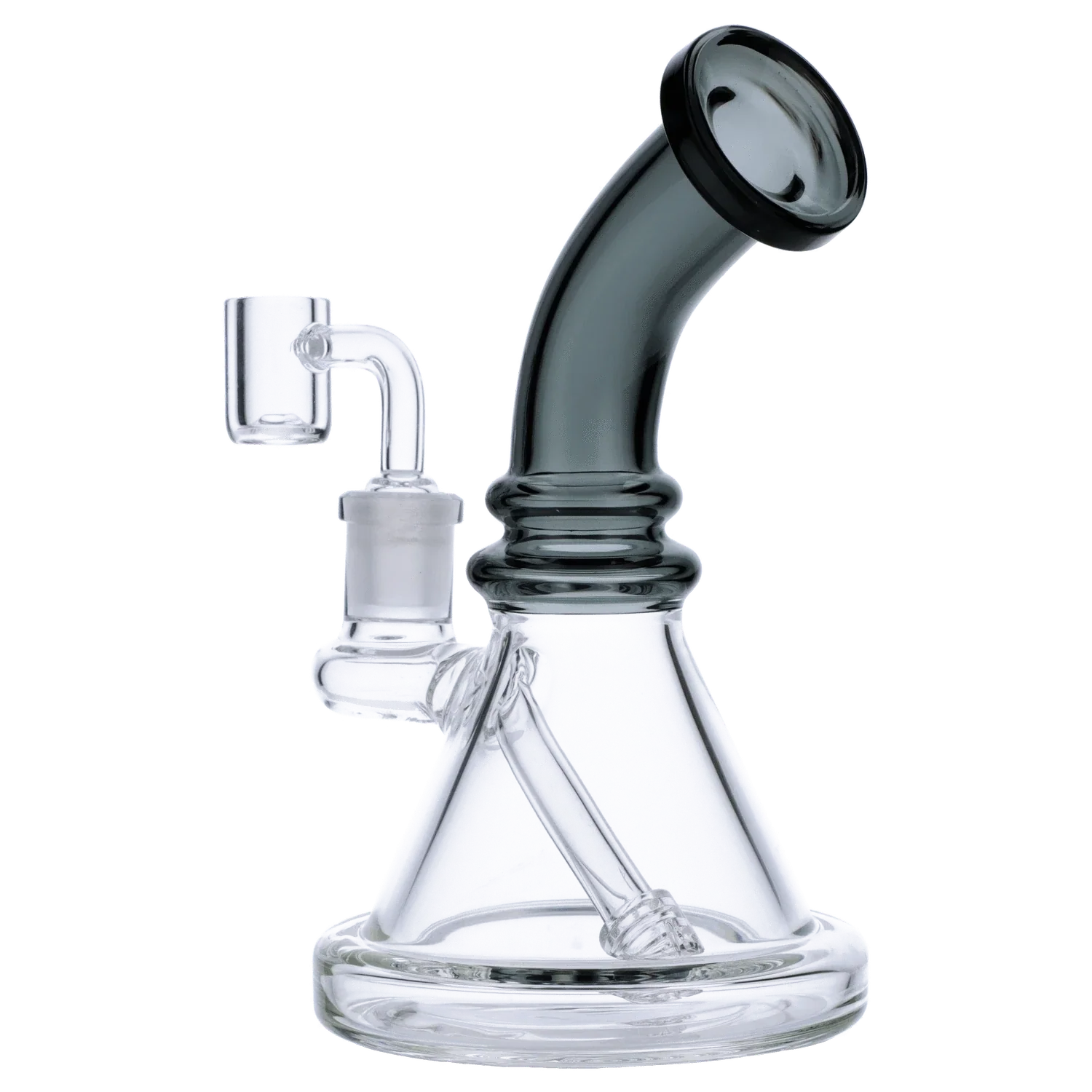 Valiant Bent Neck Mini Water Pipe - Transparent Black - 7in. - Image 5