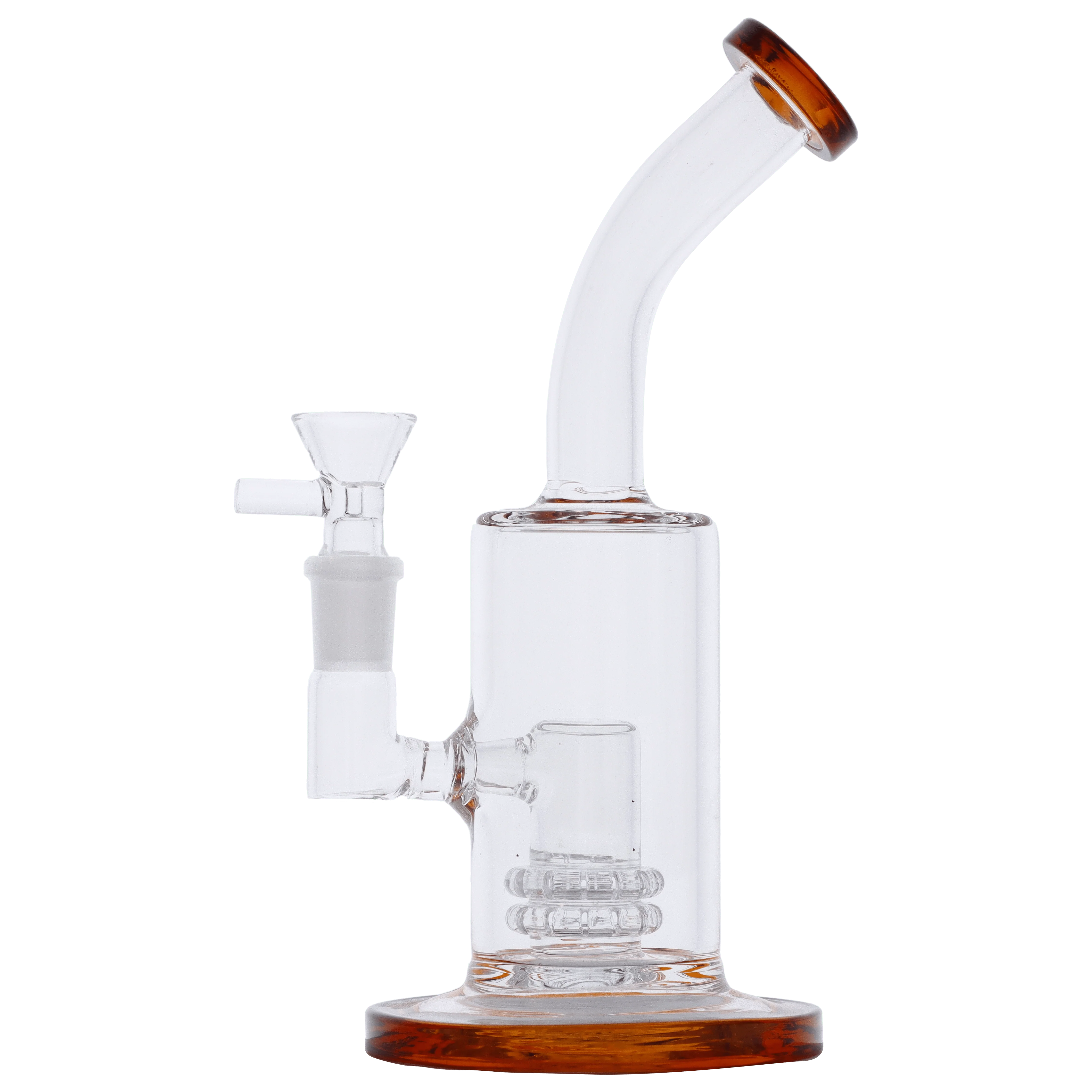 Valiant Bent Neck Water Pipe - Amber & White - 8in. - Image 5