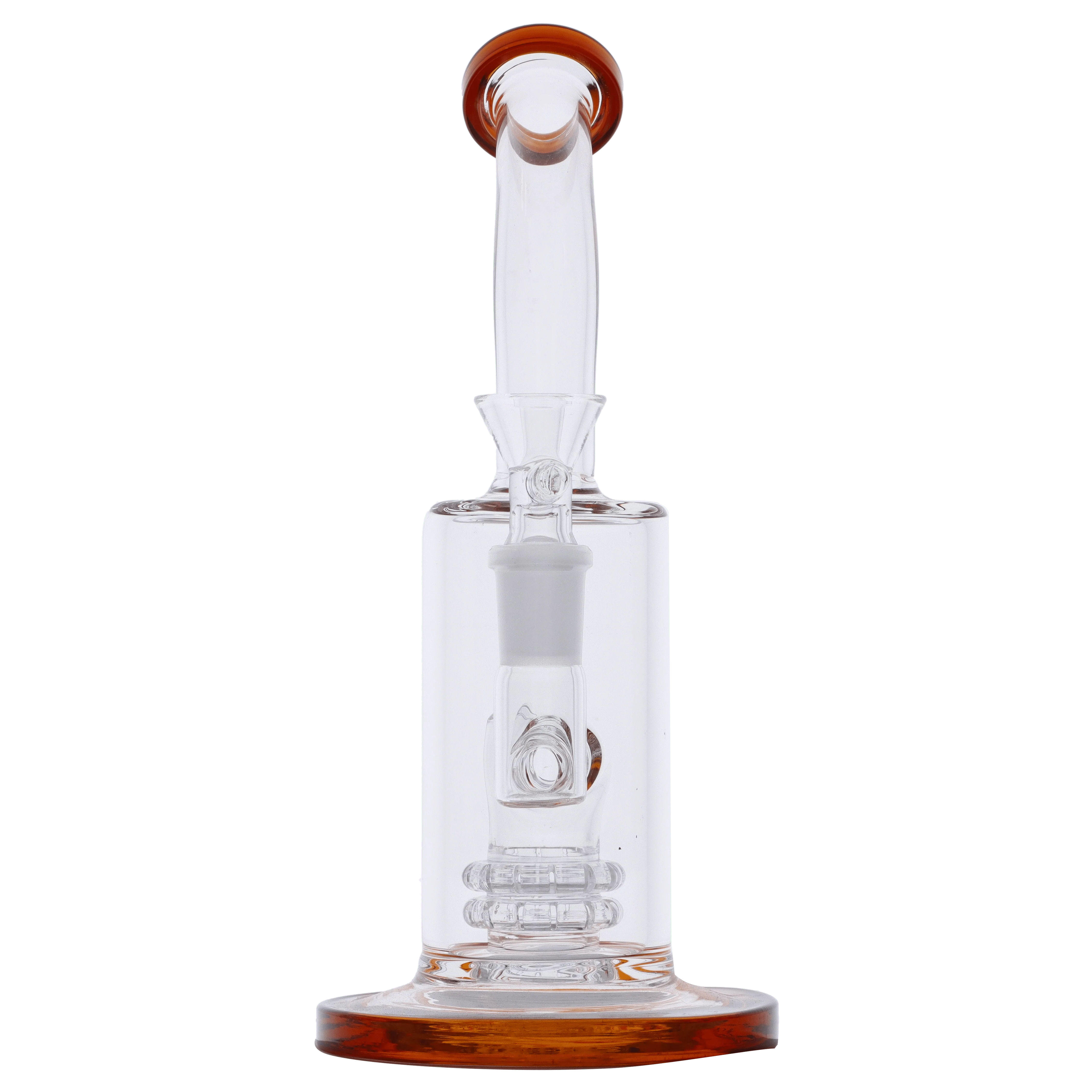 Valiant Bent Neck Water Pipe - Amber & White - 8in. - Image 7