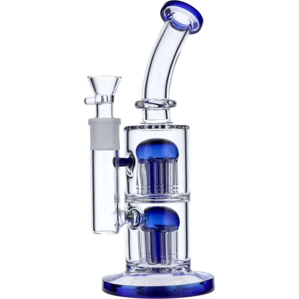 Valiant Bent Neck Water Pipe w/ Double Tree Perc - Green - 11in.