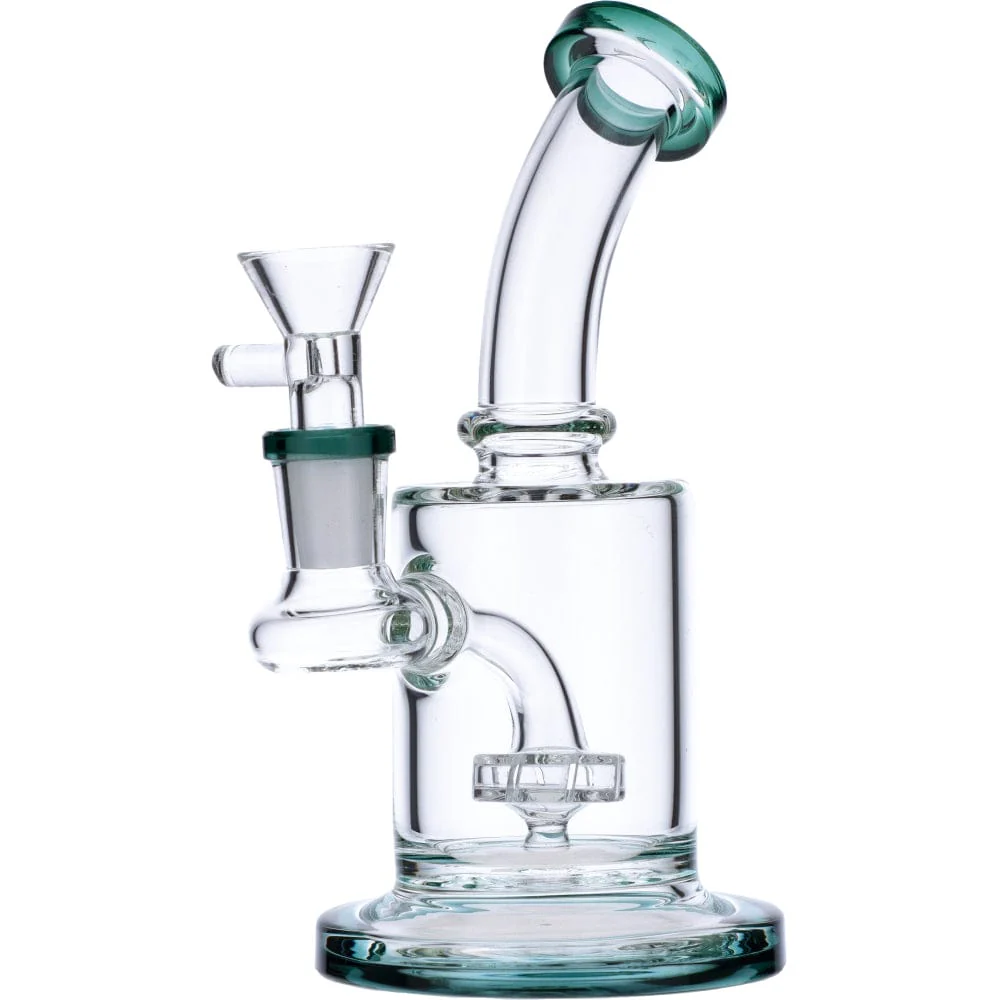 Valiant Bent Neck Water Pipe w/ Matrix Perc - Teal - 6in.