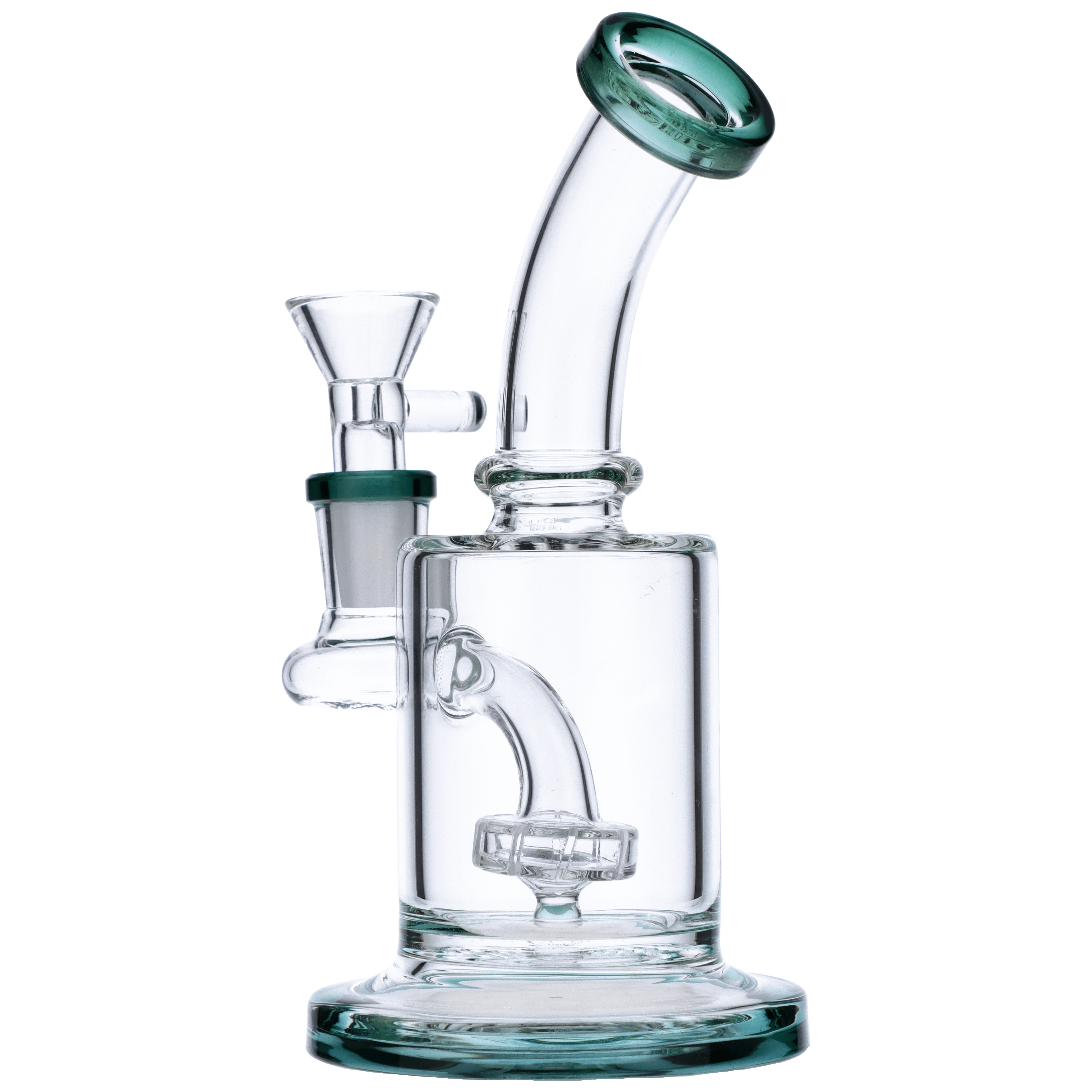 Valiant Bent Neck Water Pipe w/ Matrix Perc - Teal - 6in. - Image 3