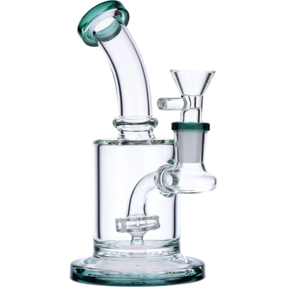 Valiant Bent Neck Water Pipe w/ Matrix Perc - Teal - 6in. - Image 5