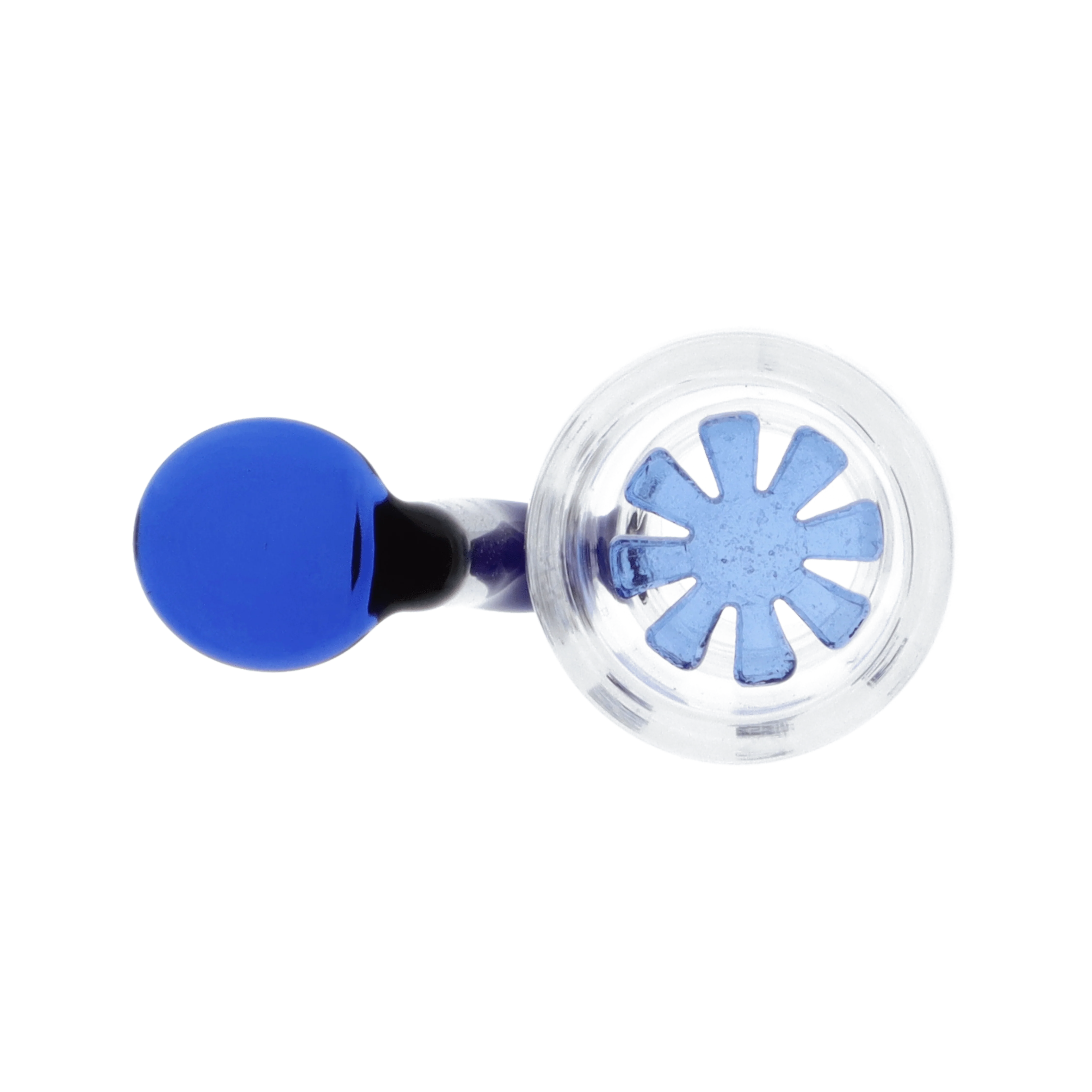 Valiant Glass Bowl w/ Handle & Honeycomb Screen - Blue - Male 18mm - Image 2
