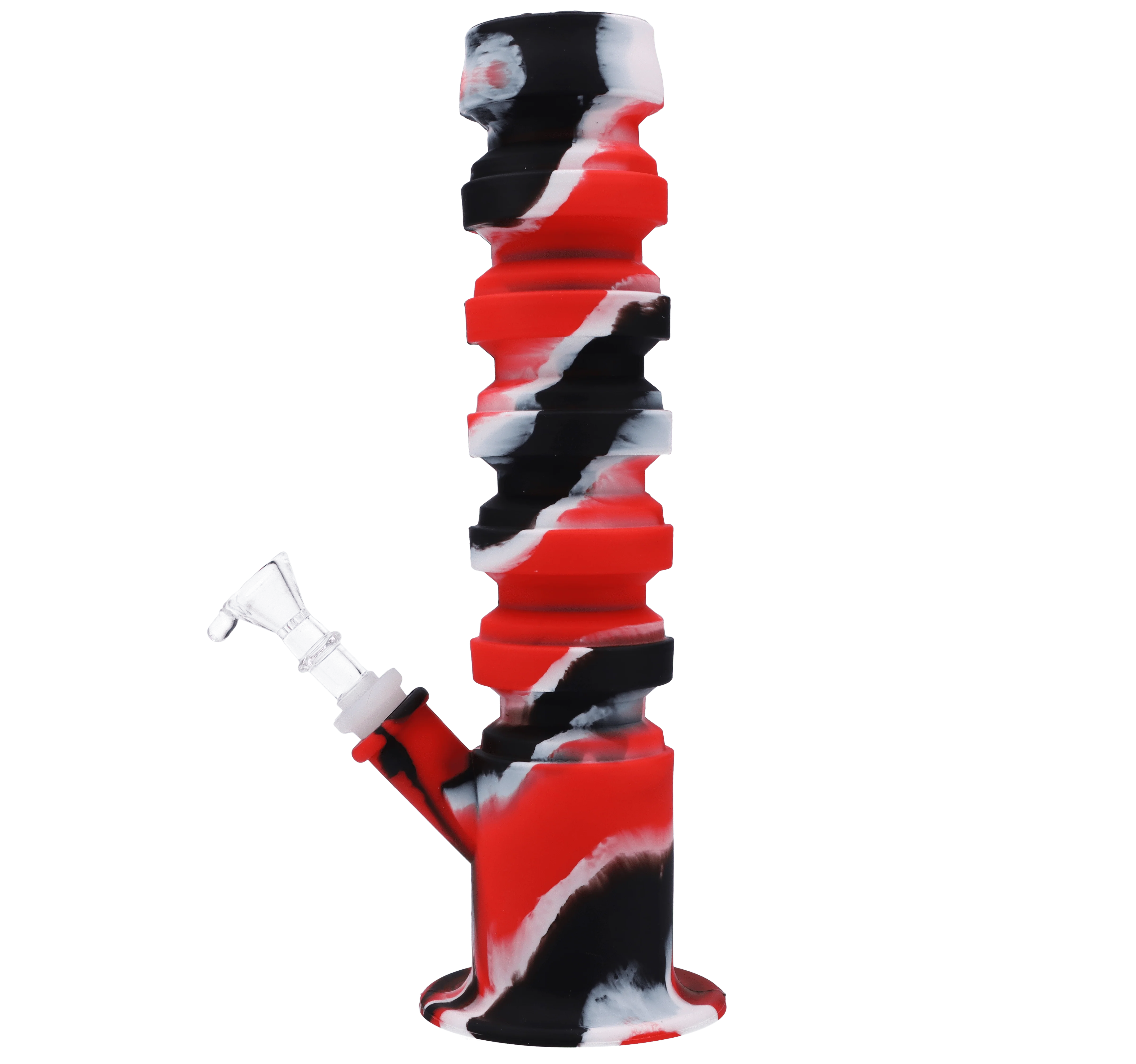 Valiant Silicone Flexible Straight Water Pipe - Red Black & White - 11.5in.