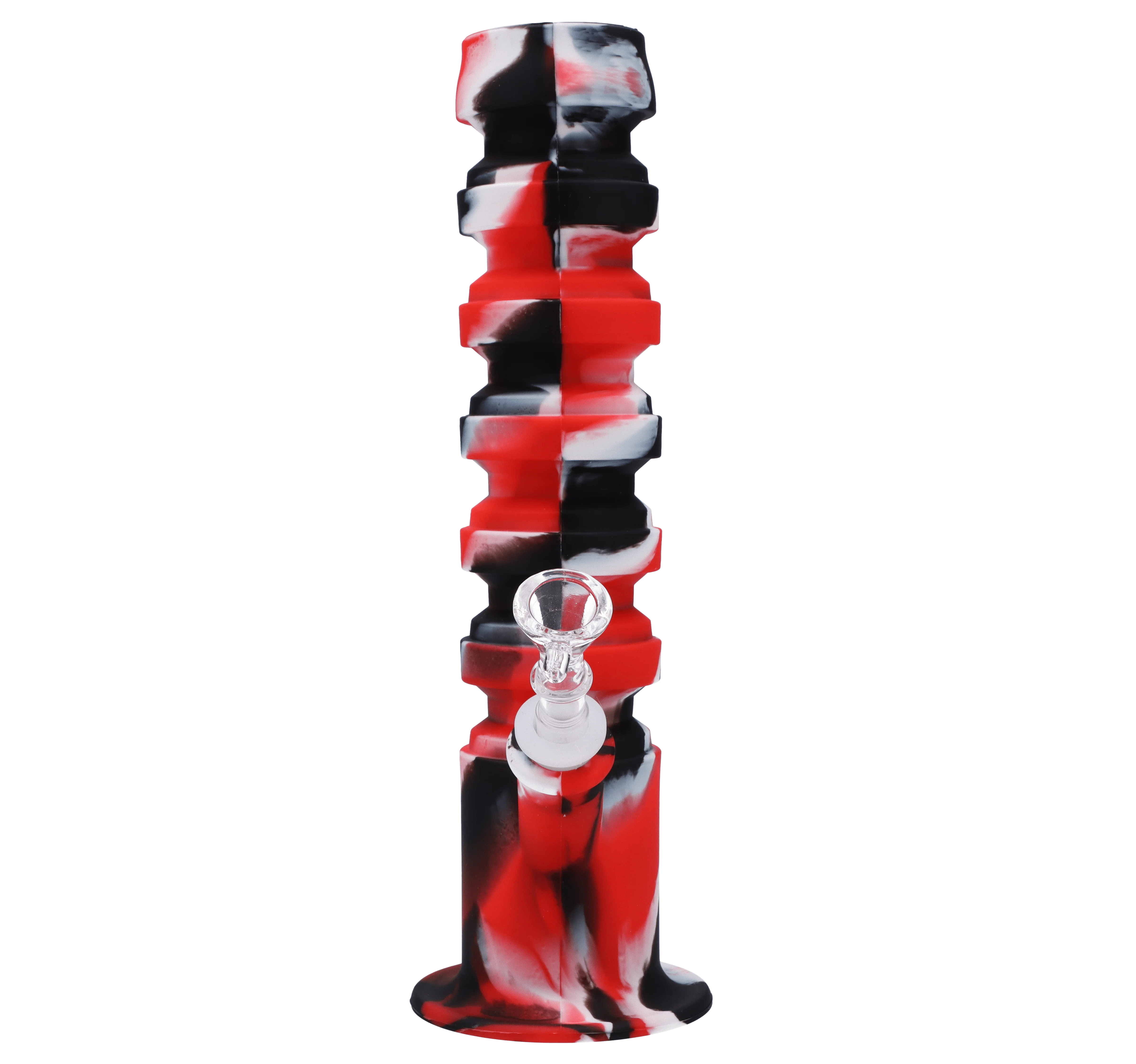 Valiant Silicone Flexible Straight Water Pipe - Red Black & White - 11.5in. - Image 3