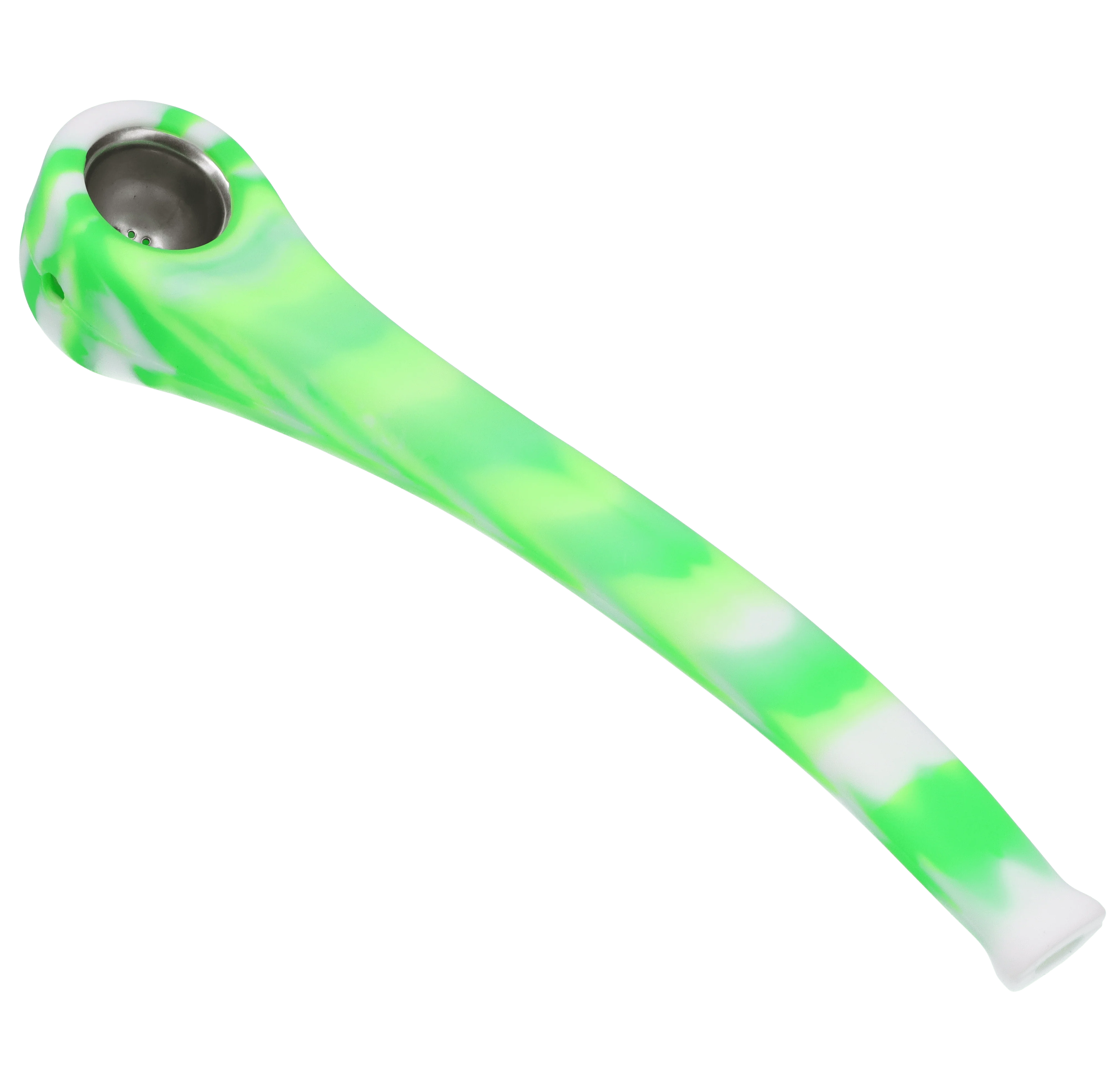 Valiant Silicone Gandalf Pipe w/ Steel Bowl - Green & White - 9in. - Image 3