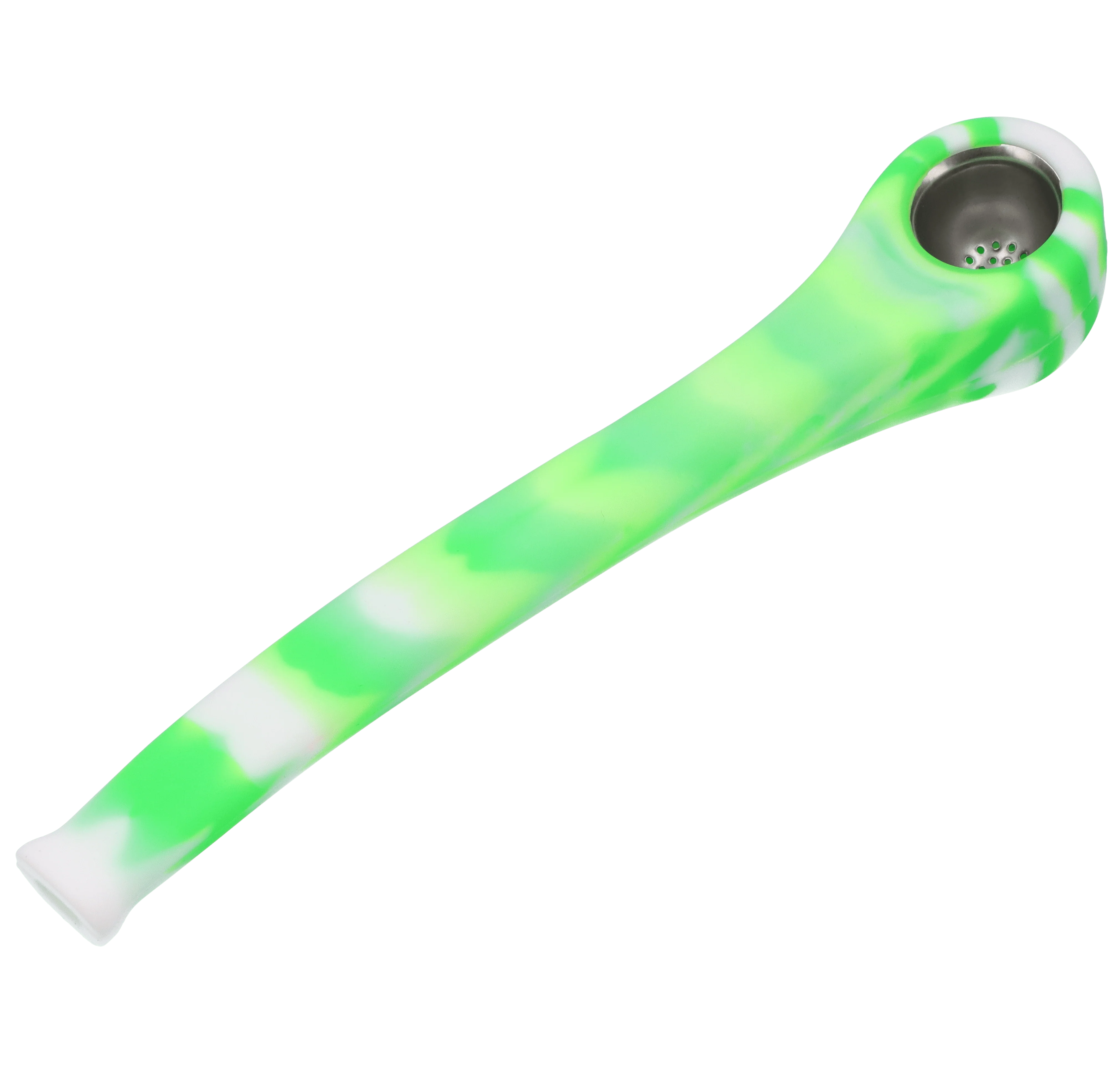 Valiant Silicone Gandalf Pipe w/ Steel Bowl - Green & White - 9in. - Image 4