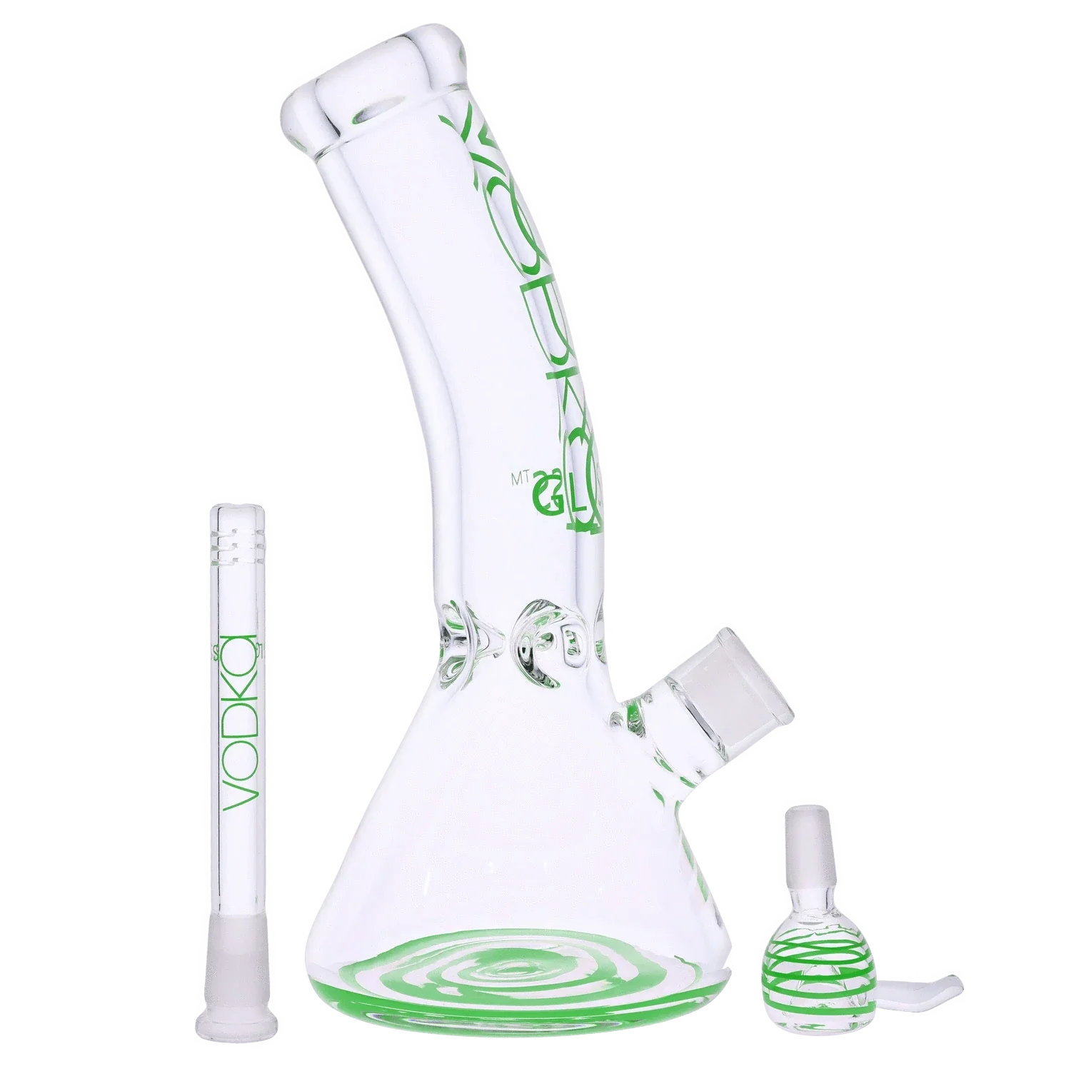 Vodka 9mm Bent Neck Water Pipe - Green - 12in. - Image 3