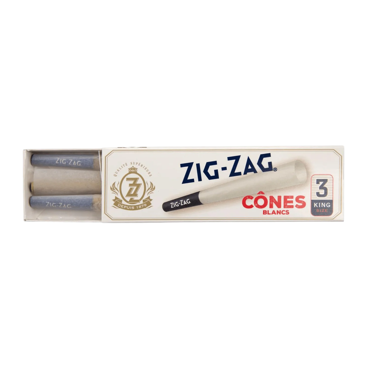 Zig Zag White King Size Cones - 3/Pack
